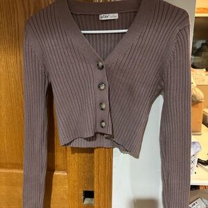 Aster Ribbed Knit Cardigan in Chocolate